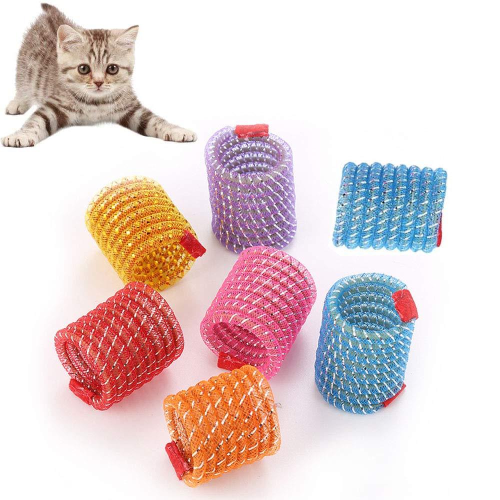 EIKLNN 8 Pieces Cat Spring Toys, Kitten Plastic Toys, Interactive Cat Spring Toys, Plastic Coil Spiral Springs, for Indoor Cats for Swatting, Biting, Hunting Kitten Chew Toys (Random Color) - PawsPlanet Australia