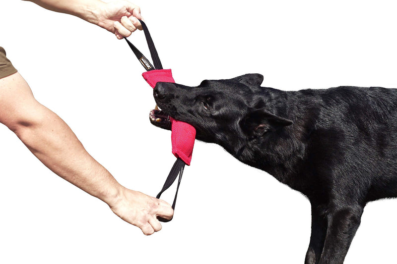 DINGO GEAR Cotton Nylon Teething Sausage for Dog Training K9 IGP IPO Obiedence Protective Dog Sport (28 x 7 cm, 2 Handles, Pink) - PawsPlanet Australia