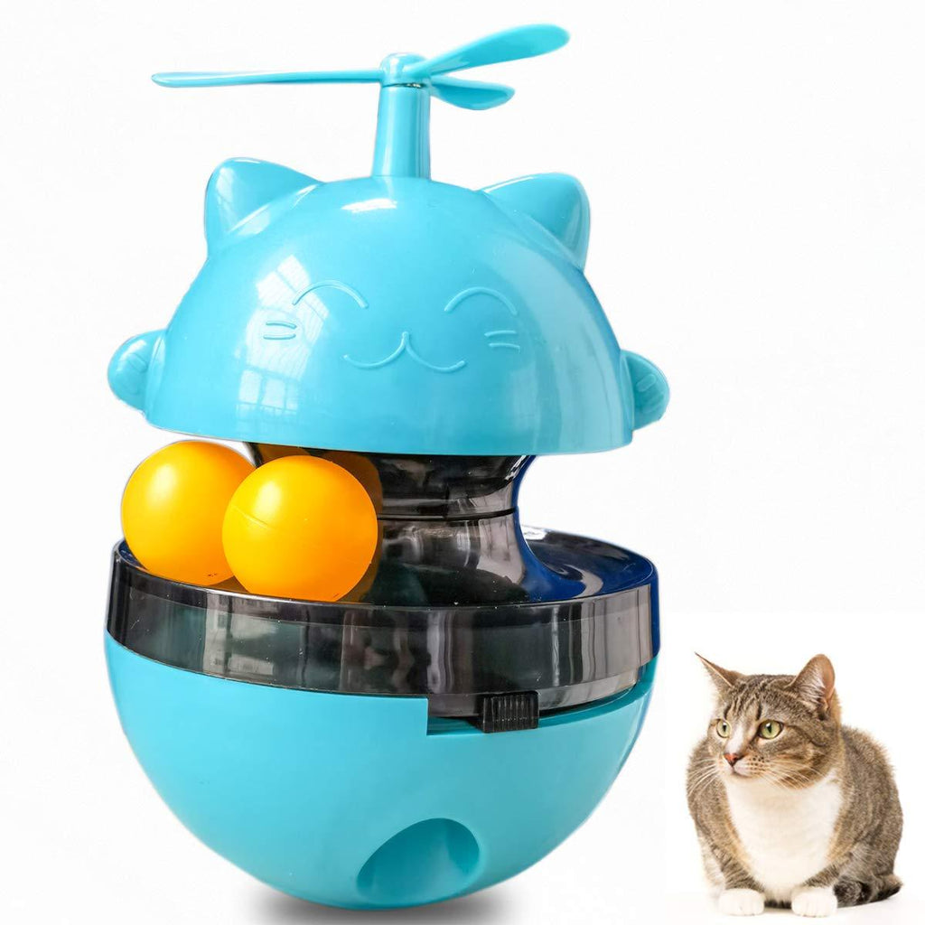 Starlight Baby Cat Toy 4 In 1 Interactive Cat Toy-Cat Puzzle Tumbler Toy, Snack Food Dispenser, Cat Rolling Ball, Track Kitten, Windmill Propeller Toy, Is The Dest Gift For Indoor Kittens (Blue) Hunan color - PawsPlanet Australia