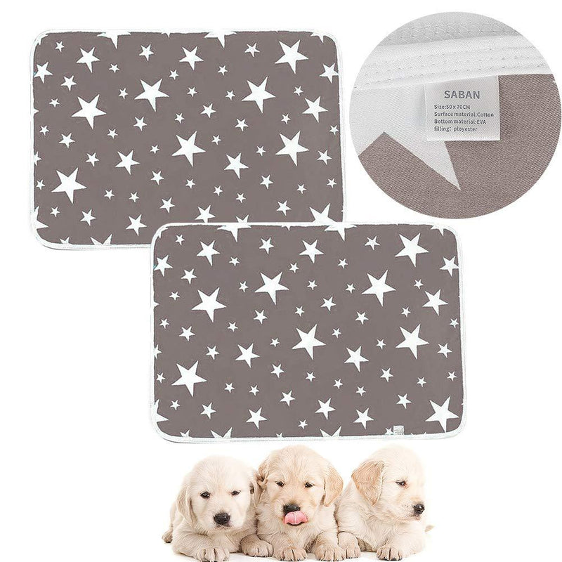 2Pack Washable Puppy Pads Dog Pee Pads, Reusable Puppy Training Mat Pet Pee Pads, Super Absorbency Puppy Wee Whelping Pad for Indoor Outdoor Car Travel-Gray (50x70cm) Grey - PawsPlanet Australia