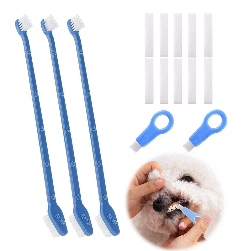 Pet Toothbrush for Dogs Cats Small Pets,Double Head Design, Soft Teeth Cleaning Products,Dental Care,Remove Plaque Off,Professional Teeth Cleaning Tools Kit for Dogs Cats (Blue) Blue - PawsPlanet Australia