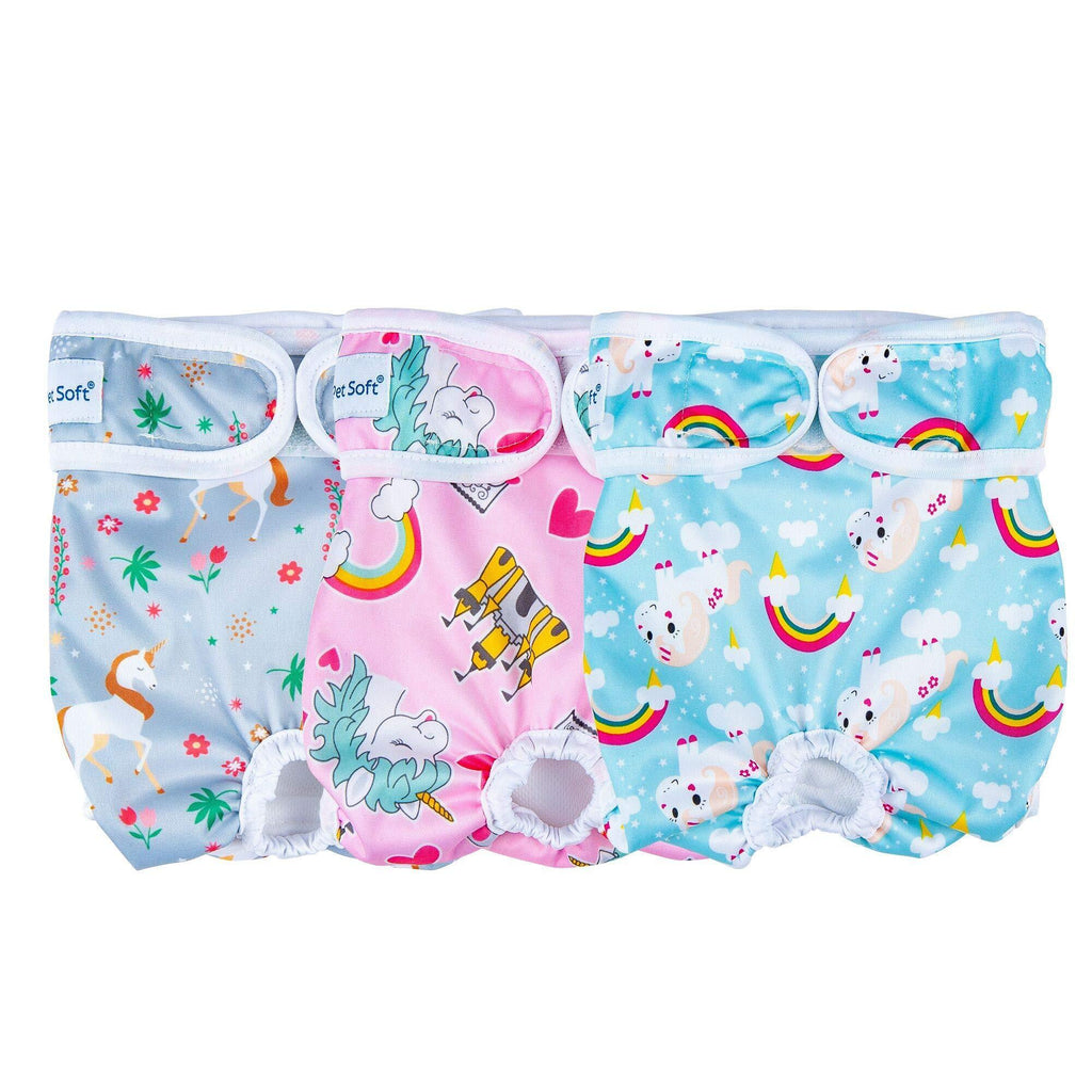 Dono Reusable Female Dog Nappies 3 Pack, Super Absorbent Washable Dog Diapers, Comfortable Pet Diapers Sanitary Panties for Small Medium Large Dogs… (Rainbow Horse, XS) Rainbow Horse - PawsPlanet Australia