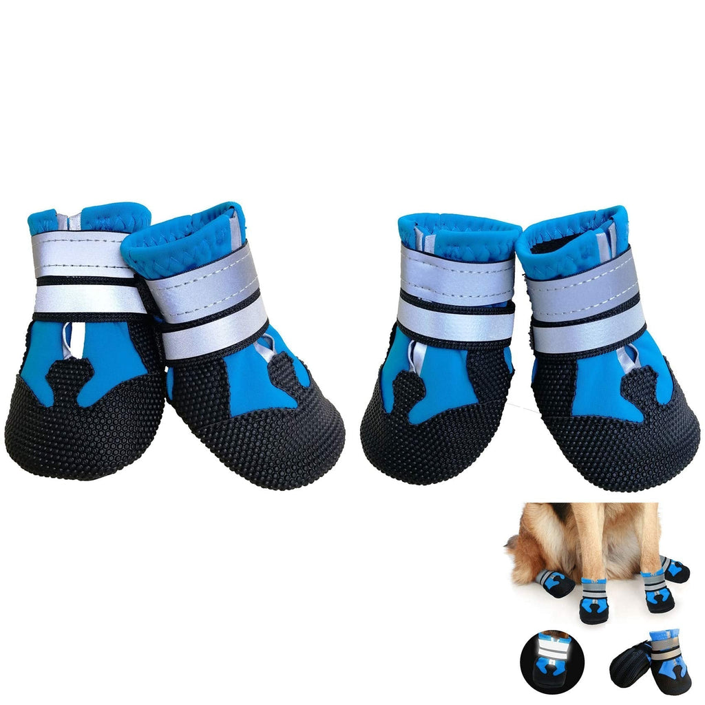 Elehui Dog Shoes Protective Dog Boots Set of 4 Waterproof Dog Shoes with Safe Reflective Straps, Rugged Anti-Slip Sole and Skid-Proof Outdoor Paw Protectors for Small, Medium and Large Dogs (S, Blue) S - PawsPlanet Australia