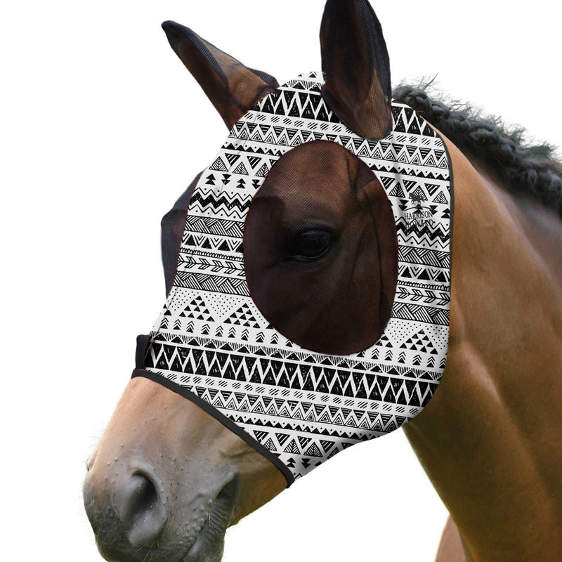 Harrison Howard Elasticity Horse Fly Mask Superb Comfort with UV Protection Standard Horse Fly Mask for Horse-Doodle Aztec (M; Cob) (M; Cob) Doodle Aztec - PawsPlanet Australia