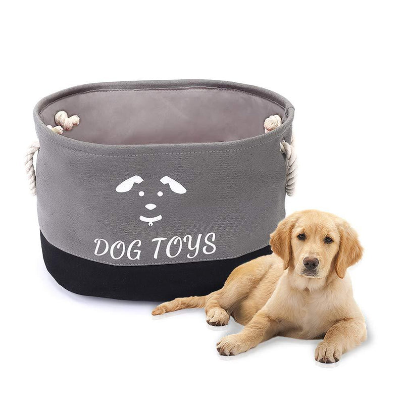 YANGDD Dog Toys Storage Bins, Pet Toy and Accessory Storage Basket, Foldable Felt Dog Toy Storage Basket Box for Organizing Pet Toys, Blankets, Leashes and Food - Grey - PawsPlanet Australia