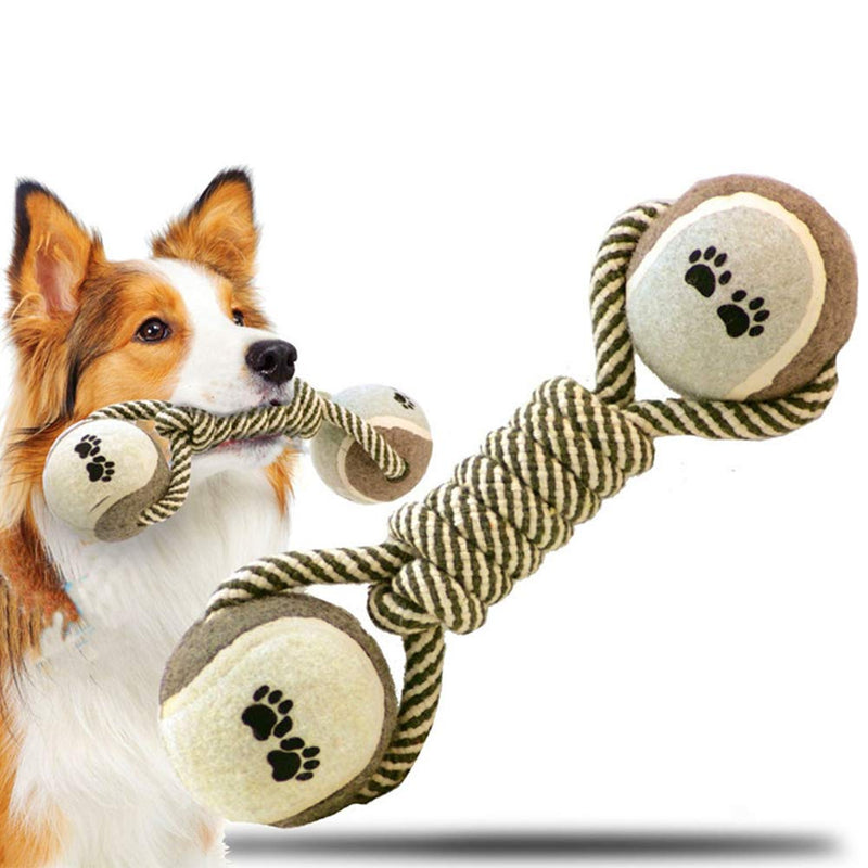 Rope Bone Dog Toy for Small and Medium Dogs, Puppy Teething Toy Bone with Ball and Natural Cotton Ropes, Interactive Dog Toys for Boredom, Rope Ball Puppy Toy Gift dog toy rope ball - PawsPlanet Australia