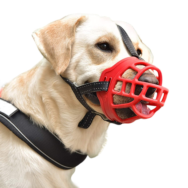 PetIsay Dog Muzzle, Soft Breathable Basket Silicone Muzzles for Dog, Prevent Biting, Chewing and Barking, Allows Drinking and Panting, Used with Collar - 6 Sizes, 2 Colours(Red, M) 3-M Red - PawsPlanet Australia
