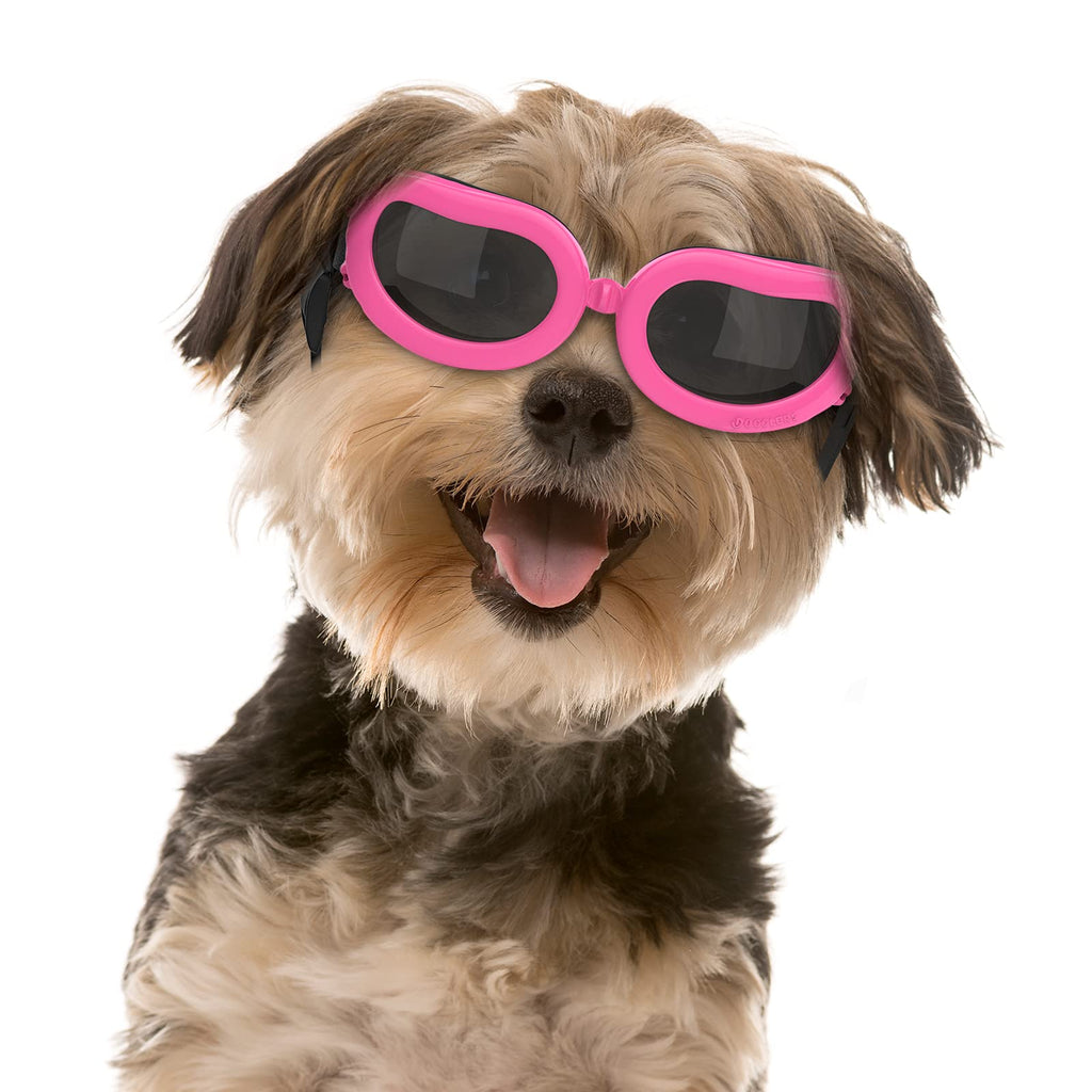 Pawaboo Dog Sunglasses, Small Dog Goggles with Adjustable Band, Waterproof Windproof Snowproof Cool Glasses for Puppy and Cat, Pink - PawsPlanet Australia