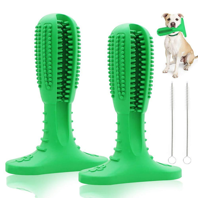 PUDSIRN 2Pcs Dog Toothbrush Stick, Dog Teeth Cleaning Toy Natural Rubber Dental Care Brushing Stick Effective Doggy Teeth Cleaning Massager Gift for Pets Dogs (M+M) M+M - PawsPlanet Australia