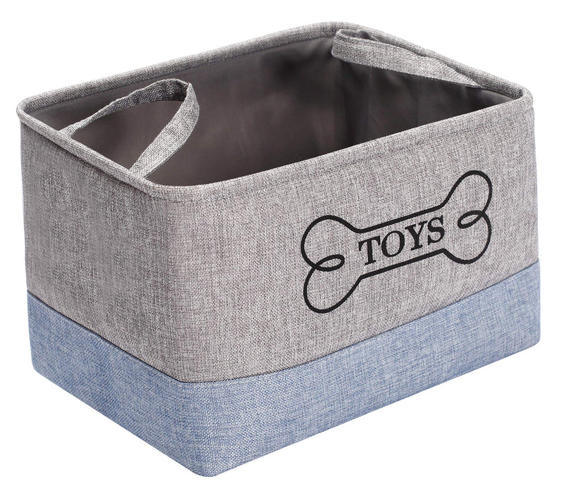 Geyecete Dog Toys Storage Bins Canvas Stitching pet Baskets,with Inside handle,Organizer Storage Basket for Sorting Toys, Clothes and Books-Gray/Blue Gray/Blue - PawsPlanet Australia