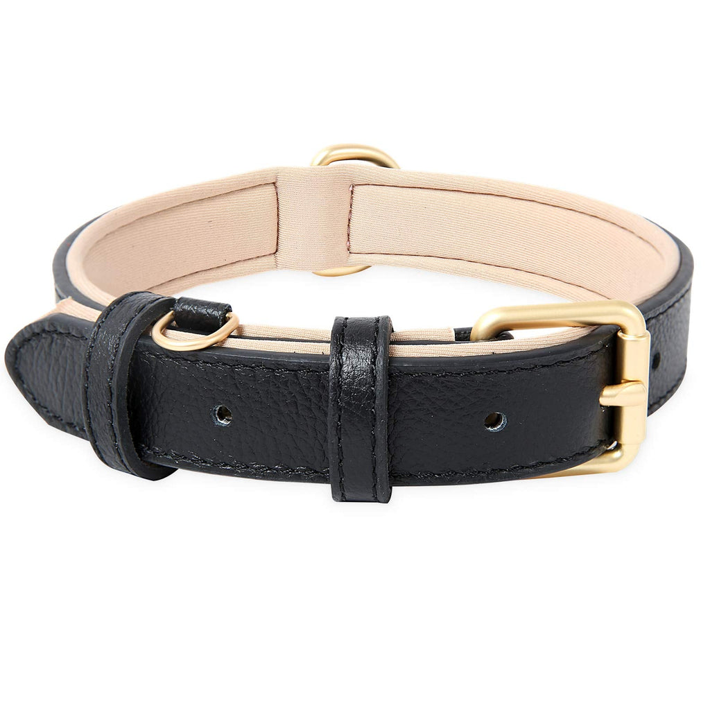 HEELE Soft Leather Dog Collar Puppy Small Dogs Breathable Padded with D Ring, Adjustable Classic Dog Pet Collar, Black, XS XS: 1.5 x 25-31cm (Pack of 1) - PawsPlanet Australia