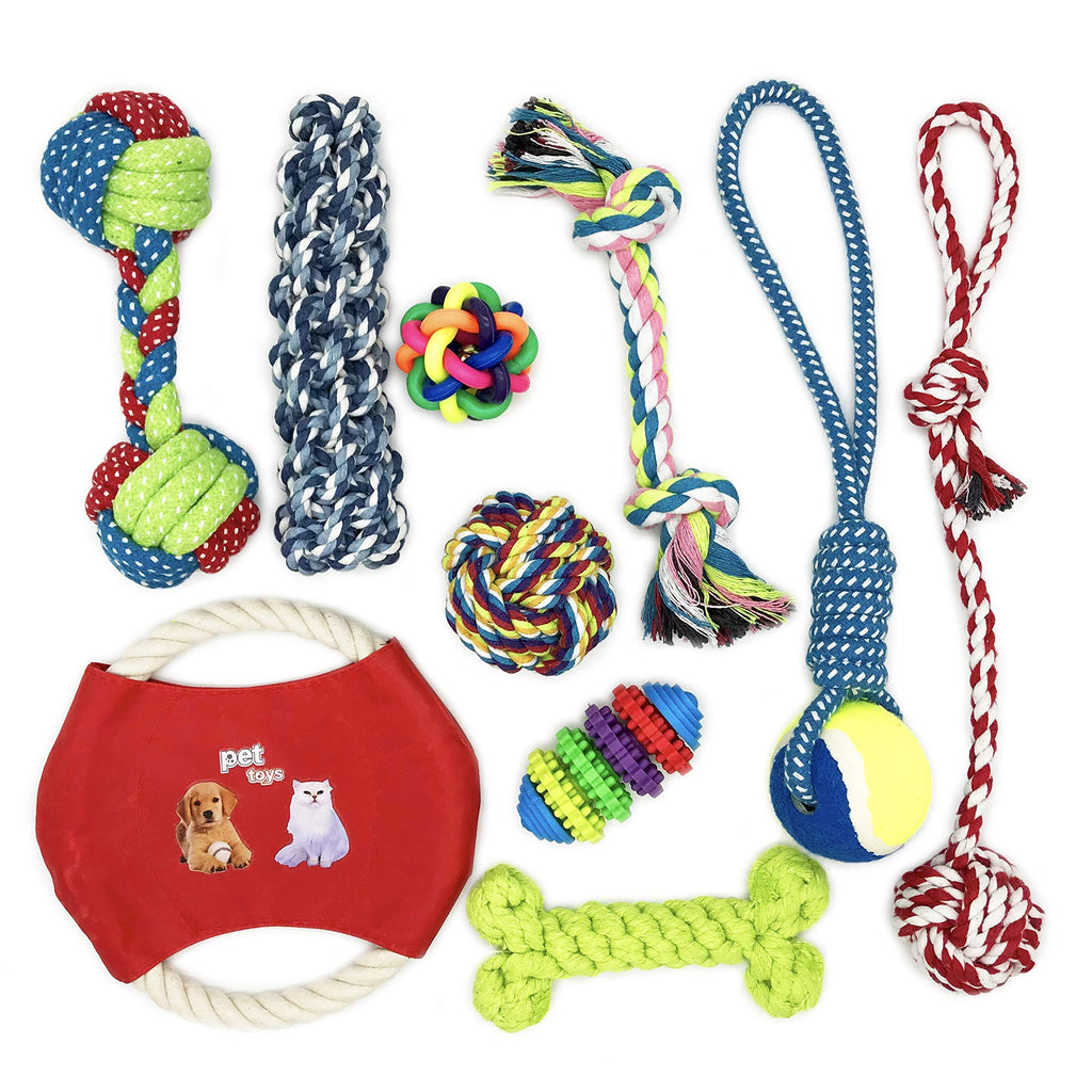 Dog Rope Toys Set, 11 Pieces Of Pet Chew Rope Toys Including Cotton Carrot, Dog Bell Ball, Candy Knot, Corn Cob, Puppy Toys For Small Medium Large Dogs Cats - PawsPlanet Australia
