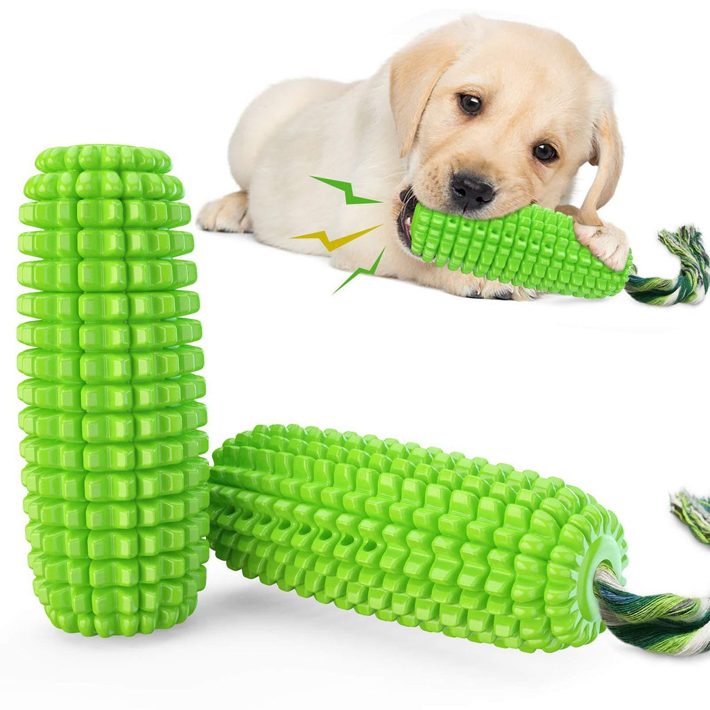 Dog Toys, Puppy Chew Toys, Acecy Indestructible Tough Dog Toys for Teething and Boredom, Corn Stick Squeaky Toy for Small Medium Large Breeds(Green) Green - PawsPlanet Australia
