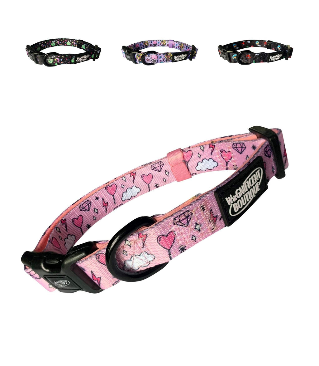 Wagnificent Boutique Soft Comfortable Neoprene Padded Adjustable Dog Collar for Pups and Cats in Sizes Extra Small, Small and Medium (Candy Clouds, Medium) Candy Clouds - PawsPlanet Australia