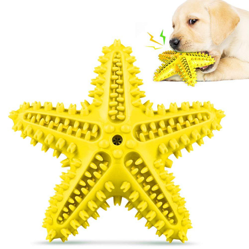 Dog Chew Toys Teeth Cleaning Toothbrush Squeaky Toy, Durable Puppy Teething Chew Toy Tough Pet Dental Oral Care Brushing Sticks Dogs Chewing Toys for Aggressive Chewers Small Medium Breed Yellow - PawsPlanet Australia