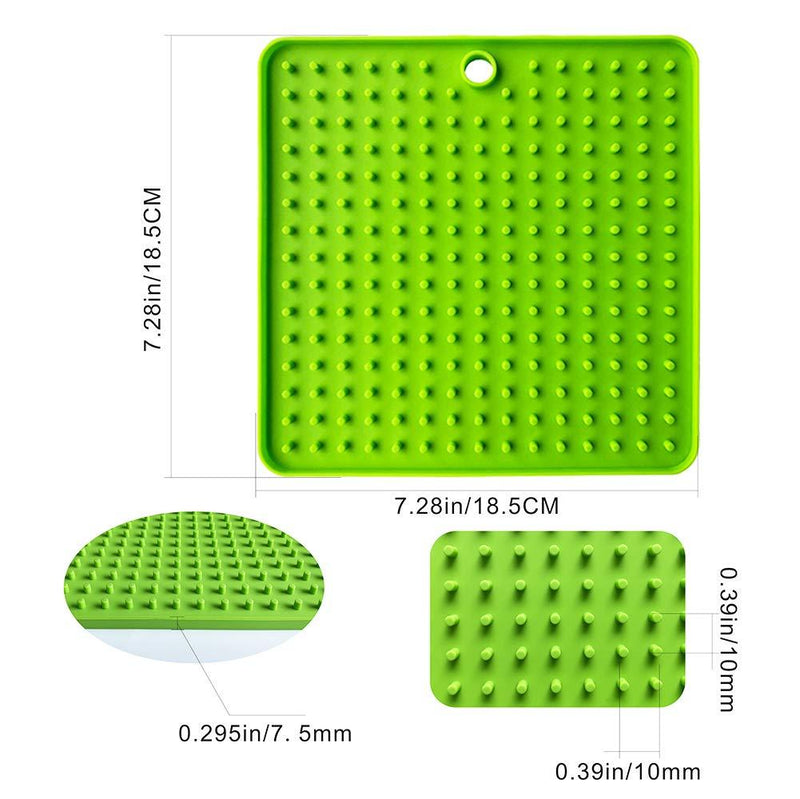 Nesloonp 2 Pieces Dog Lick Pad Mat, slow feeder dog mat, Dog Treat Distraction Mat for Licking Gravy/Yoghurts/Peanut Butter/Pet Bathing, Blue and Green - PawsPlanet Australia
