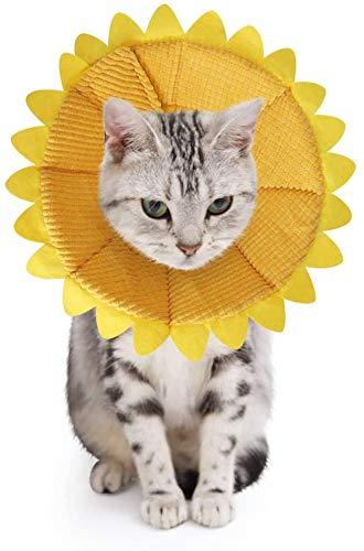 SLSON Cat Cone Soft Pet Recovery Collar Cotton Protective Cat Cone Alternative Adjustable Collar for Cat and Puppy, Yellow (S) S - PawsPlanet Australia