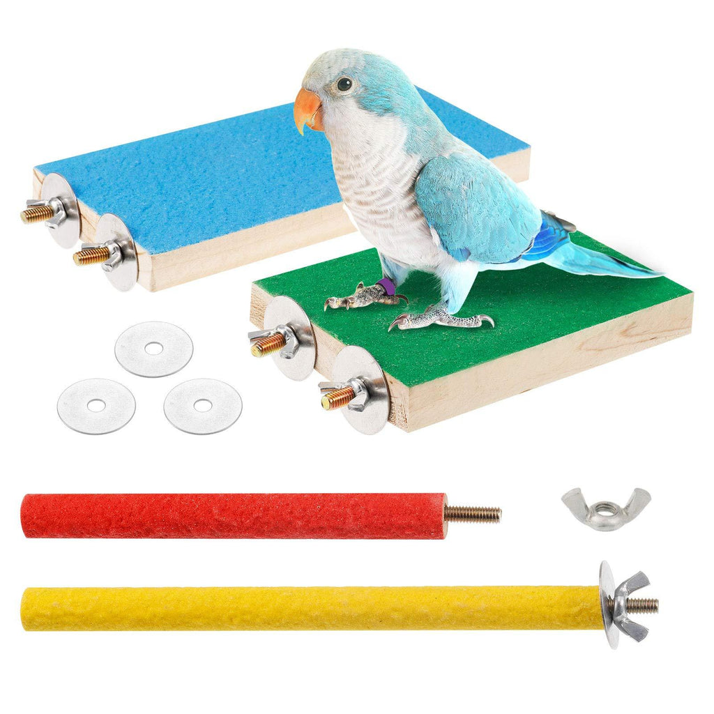 AKlamater Bird Perch Stand Toy, 4 Pcs Wood Parrot Perches Platform Bird Paw Grinding Stick Budgies Cage Accessories for Parakeet Cockatiels - PawsPlanet Australia