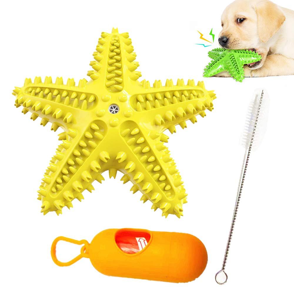 Dog Chew Toys ,Star Pet Molar Stick Teeth Cleaning Toothbrush Squeaky Interactive Multifunction Pet Molar Bite Resistant Toy Outdoor Puzzle Training Toy for Small Medium Dog (Yellow) Yellow - PawsPlanet Australia