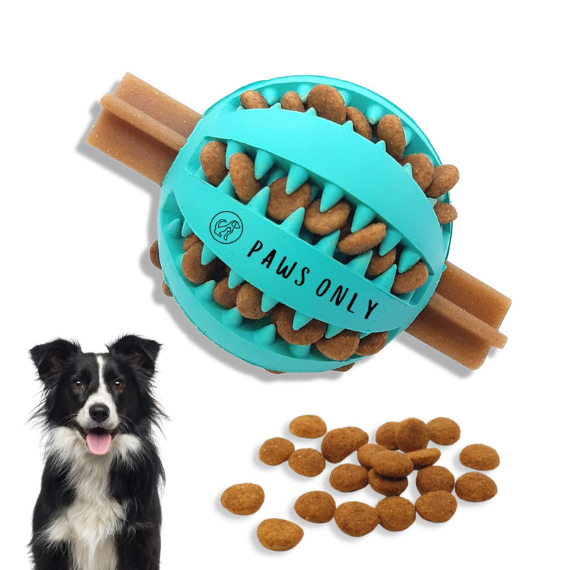 PawsOnlyUK Treat Dispenser Dog Toy Ball | Interactive Dog Toys for Boredom | Dog Puzzle Toy | Teeth Cleaning (6 CM, BLUE) 6 cm (Pack of 1) - PawsPlanet Australia