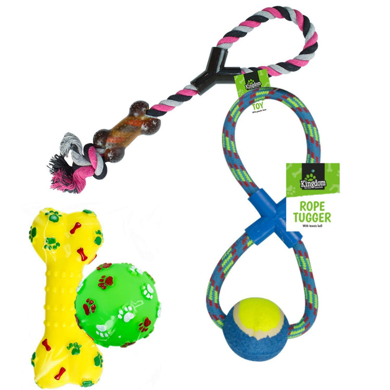 Pack Of 4 Dog Toys Tough And Durable Rope Chew Bundle Puppy Toys From 8 Weeks - Teething Training And Interactive Dog Toys For Boredom - Relieve Boredom For Puppy And Small Dogs - PawsPlanet Australia