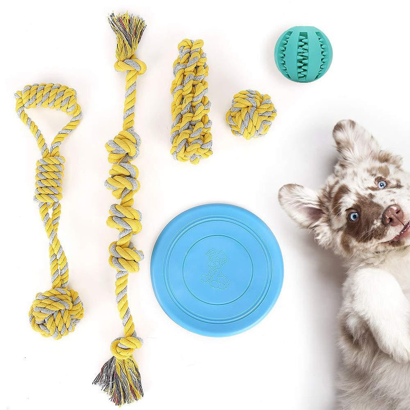 6 PCS Puppy Dog Chew Toys, Strong Dog Toys for Tough Chewers, Dog Chew Rope Toys from 8 Weeks Dog Gift Sets, Dogs Treats Toys for Small and Medium Dog Frisbee - 6PCS - PawsPlanet Australia