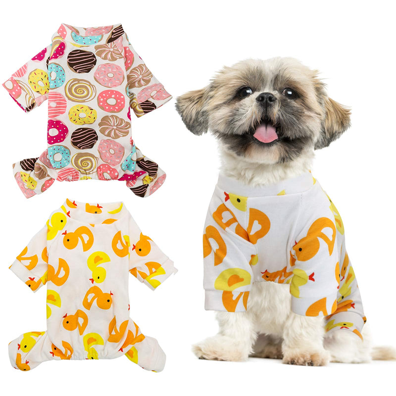 HYLYUN 2 Pack Puppy Pajamas - Cats Onesie Soft Dog Pajamas Cotton Puppy Rompers Pet Jumpsuits Cozy Bodysuits for Small Dogs and Cats S Small (1.4-2.3kg) - PawsPlanet Australia