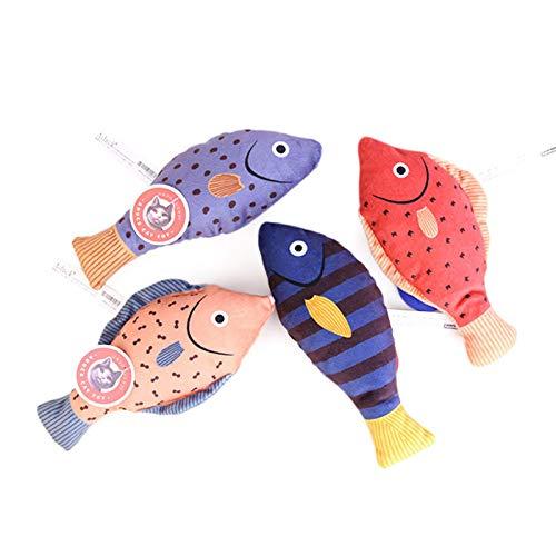 ZHAOLU Catnip Toys, 4PCS Catnip Fish Toys for Cat, Mini Cat Toys for Indoor Cats, Realistic Plush Simulation Moving Fish Cat Toy, Perfect for Cats Kittens to Bite, Chew and Kick, Washable 01 - PawsPlanet Australia