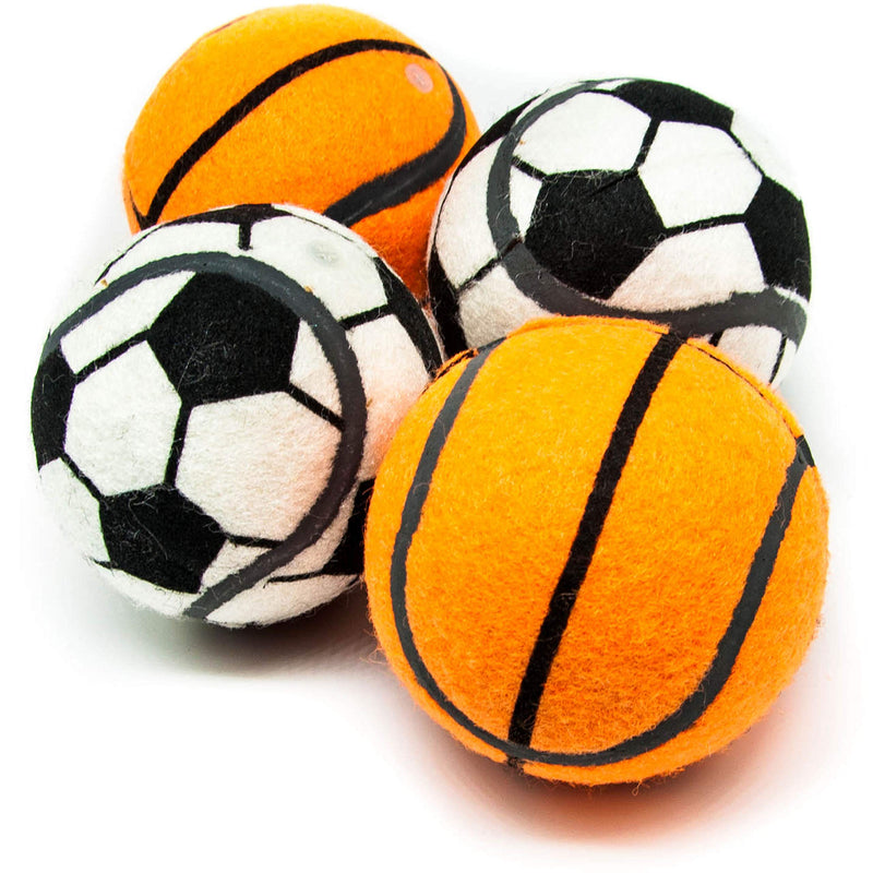 4 Pack Dog Balls LARGE [8cm] SQUEAKY TENNIS BALL for Dogs Basketball Football Bounce Interactive Dog Toys for Boredom Chew Toys for Dogs Play (4 Pack) 4 Pack - PawsPlanet Australia