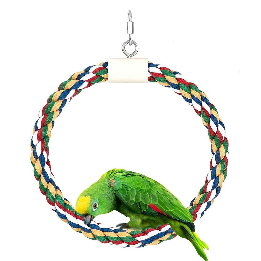 ASOCEA Bird Rope Swing Toys Circle and Triangle Hanging Perch for Cage Chewing Toys for Parrots Cockatiel Parakeets Cockatoos and Other Small Medium Birds - PawsPlanet Australia