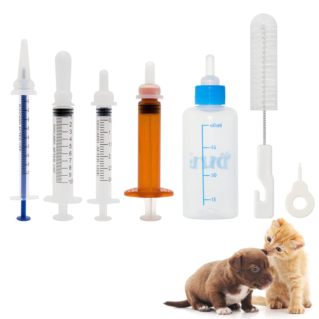 ZLLOO Puppy Nursing Bottles Pet Feeding Bottle Kit with Nipple Feeding Needle Tubing for Kitten Squirrels and Other Newborn Pets - PawsPlanet Australia