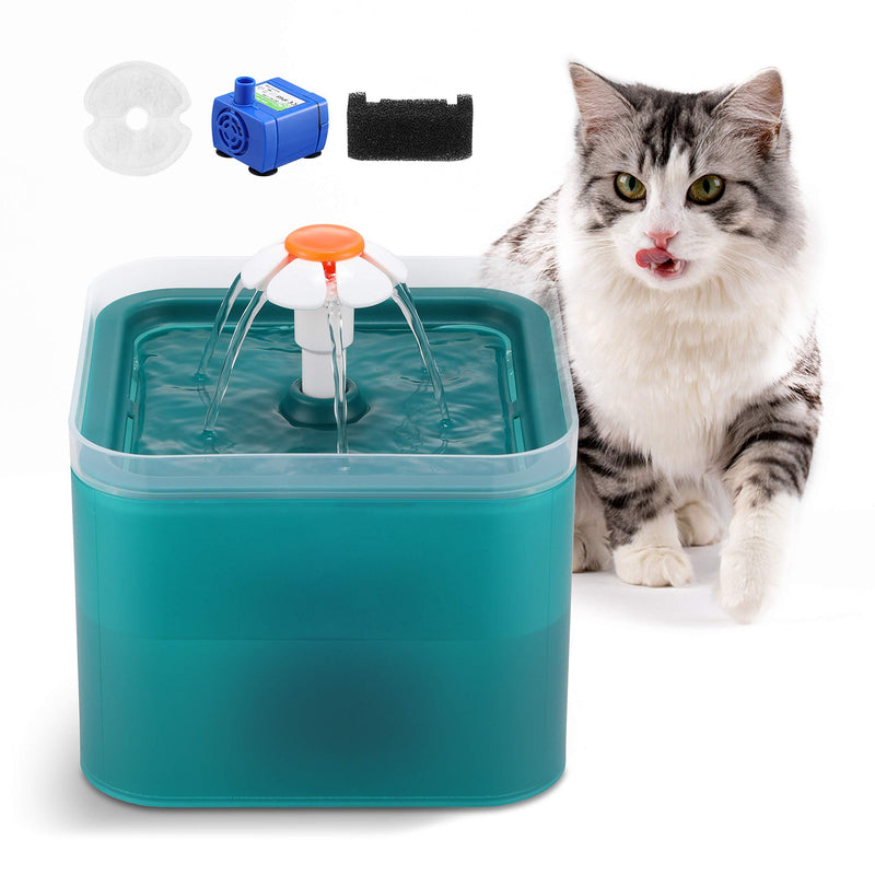 GOWEDNG Cat Water Fountain,Colorful Design,67oz/2L Ultra-quiet Pump With LED Light,Suitable Three Ways To Drink,Automatic Drinking Fountain For Cats and small Dogs (Green) Green - PawsPlanet Australia