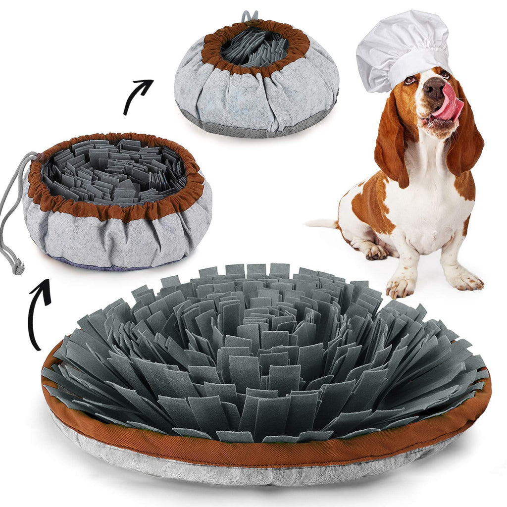 TOTARK Snuffle Mat for Dogs Interactive Snuffle Mat, Dog Toys for Boredom Dog Puzzle Toy Encourages Natural Foraging Skills for Dogs Bowl , Dog Treat Dispenser Indoor Outdoor Stress Relief gray-brown - PawsPlanet Australia