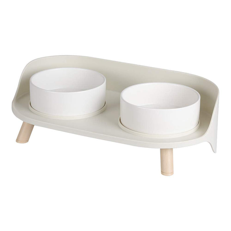 Cat Bowl for Food and Water - Elevated Dog Bowls with Stand - Raised Dog Cat Bowl set - Double pet bowl Dish for small Dog | Cat | puppy | rabbit and with Splash Proof Guard for Less Mess White - PawsPlanet Australia