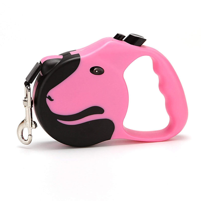 Mecmbj Dog Leash, Pet Leash, Automatic Retractable Dog Head Retractor, Portable Anti-stroke Dog Walking Leash, Ergonomic Non-slip Handle, Reusable, with 1 Button (Length: 5m) Pink - PawsPlanet Australia