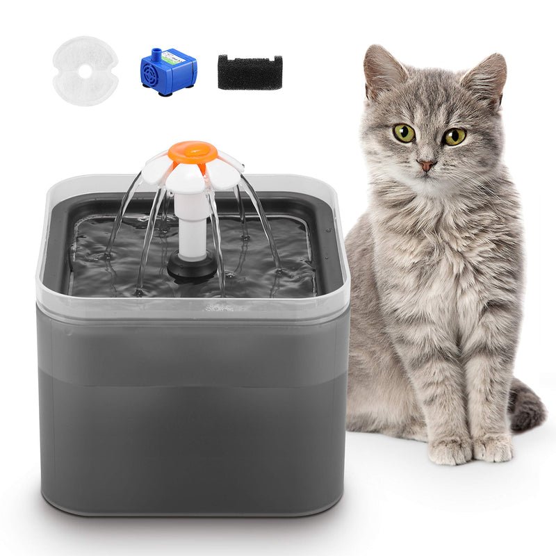 GOWEDNG Cat Water Fountain,Colorful Design,67oz/2L Ultra-quiet Pump With LED Light,Suitable Three Ways To Drink,Automatic Drinking Fountain For Cats and small Dogs (Charcoal gray) - PawsPlanet Australia