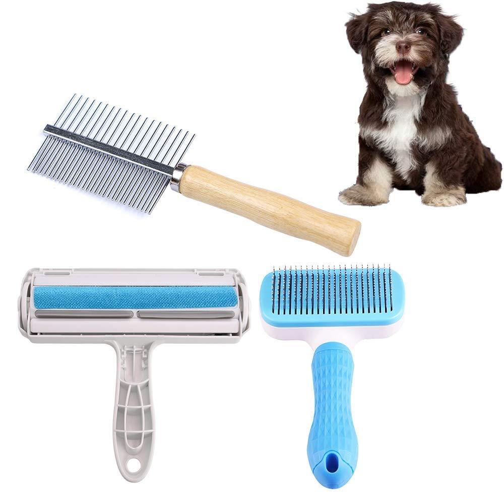 3 PCS Dog Grooming Brushes Tool Kit, Reusable Animal Hair Removal Roller, Dog Comb Brush, Pet Grooming Brush, for Dogs and Cats, Carpet, Furniture, Sofa - PawsPlanet Australia