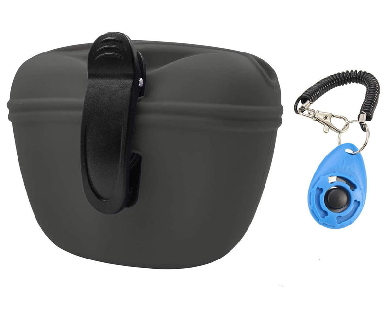 LTDOOIT Dog Treat Pouch for Training Silicone, Magnetic Closure Opening Small Dog Treat Bag with Waist Clip, Dog Clicker with Puppy Reward Training Pouch for Homemade Treats Dry and Wet Food (Black) Black - PawsPlanet Australia