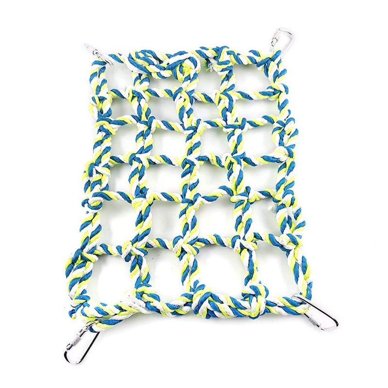 TINGFENG Colorful Woven Climbing Net Parrot Bird Toy Hammock Net Cotton Rope Climbing Net With 4 Hooks Small Animal Activity Toy Woven Mesh Bird Swing Ladder - PawsPlanet Australia