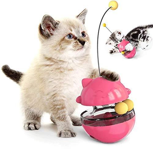 PETS EMPIRE Interactive Cat Toy, Cat Wand Teaser, Treat Dispenser and Cat Ball Toy, Chasing Toy for Indoor Cats, Tumbler Shaped Pet Treat Ball 1 Piece (PINK) PINK - PawsPlanet Australia