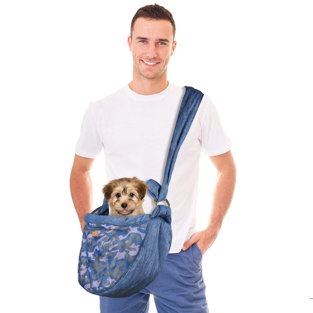 Upkey Dog Carrier, Hands Free Puppy Sling Carrier, Pet Carrier for Small Dogs Cat with Adjustable Strap Maximum Load 7 kg for Dogs Cats Outdoor Travel Walking - PawsPlanet Australia