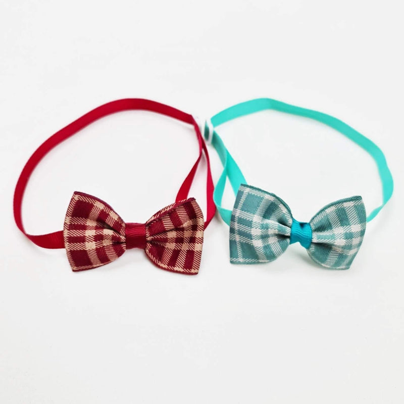 Dog Bow Tie Collar (Red & Green, Check) Red & Green - PawsPlanet Australia