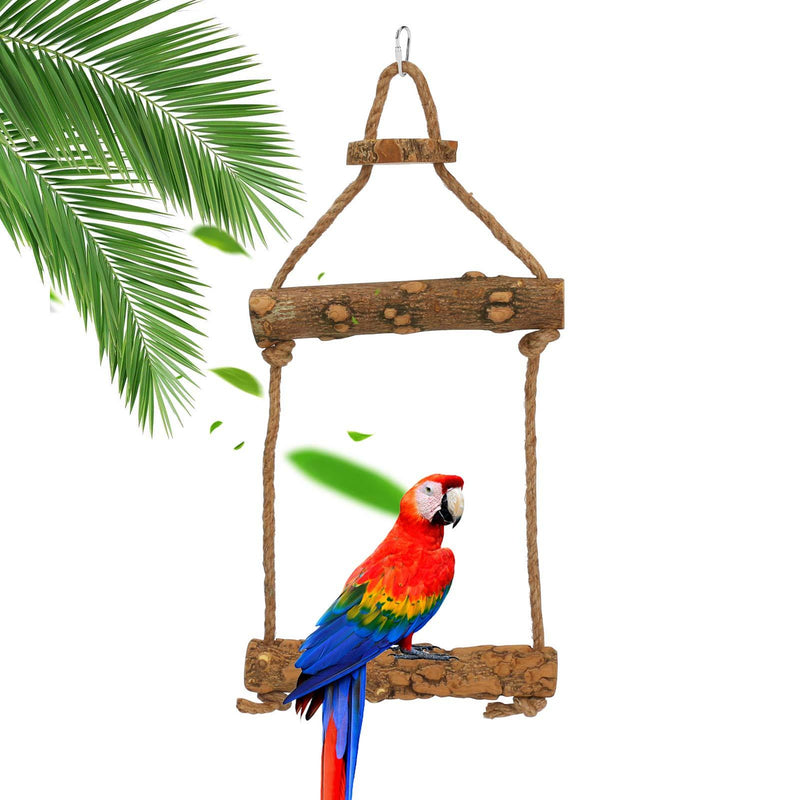 Yideng Bird Stand Toy, Natural Wooden Bird Swing Toys with Hanging Hook Durable Bird Parrot Swing Relaxing Place for Bird Wooden Bird Swings, Bird Hammock Swing Toy for Small Chicken Parrot Training - PawsPlanet Australia