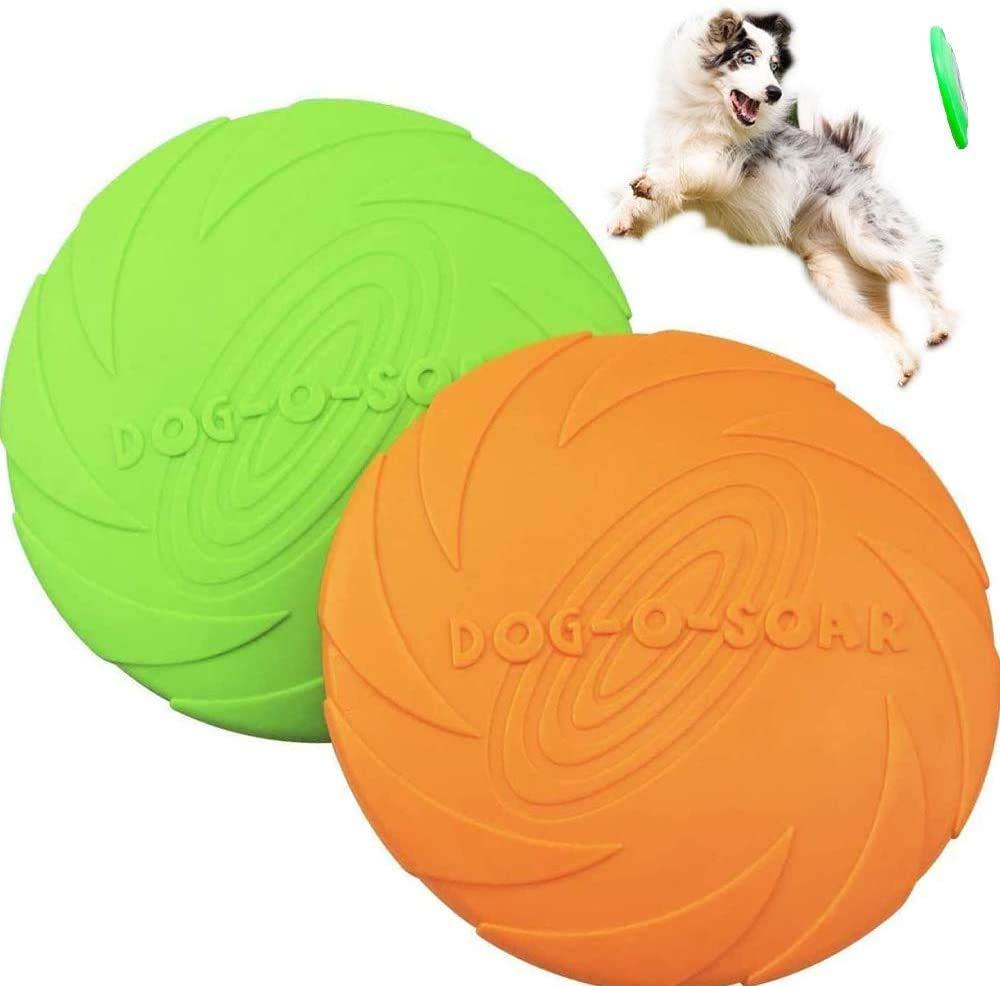 HAIZHILAN 2Pcs Dog Frisbee,Rubber Flying Disks Dog Flying Disks Toy,Pet Chew Rubber for Dog Training, Throwing, Catching and Playing,Suitable for Medium and Large Dogs - PawsPlanet Australia