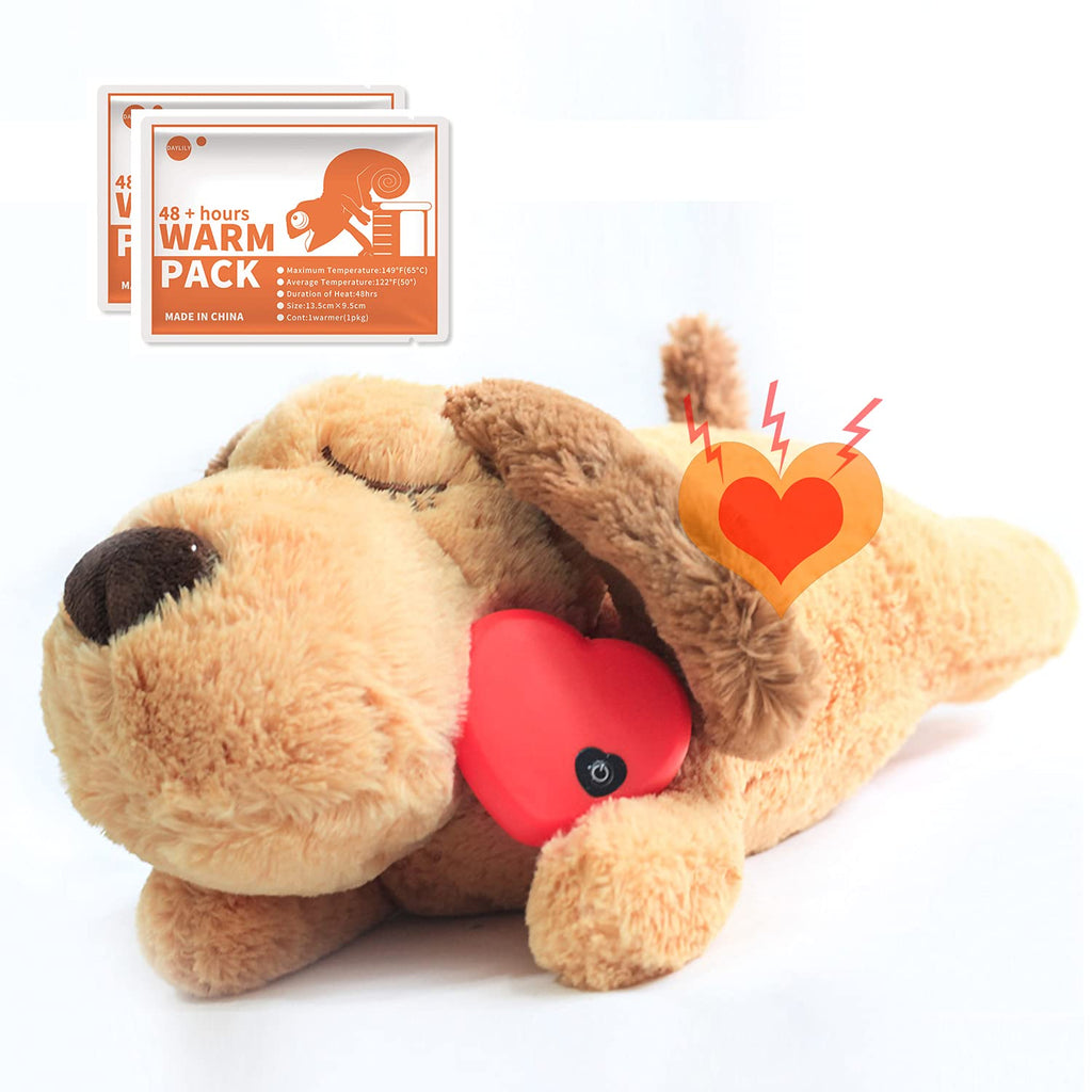 Dog Soft Plush Toy Pet Heart Beat Plush Dog Toy with Warmer Bag Puppy Anxiety Relief Toy for Puppy Dogs… (DOG) - PawsPlanet Australia