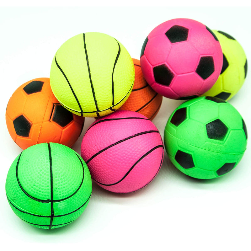 8 X 6cm Dog Balls Bright Dog Rubber Balls Sponge HIGH BOUNCE Floating Dog Toys for Boredom Sports Tennis Basketball Baseball Football Rolling Balls for dogs (Bright, 8 BALLS) - PawsPlanet Australia