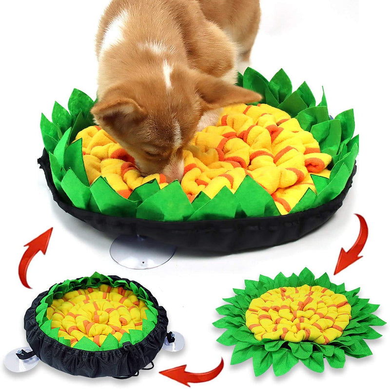 Mavicen Pet Snuffle Mat for Dogs｜Dog Slow Feeding Mat｜Dog Puzzle Toys｜Woven Sunflower Dog Sniffing Pad for Encouraging Natural Foraging Skills for Dogs (Yellow) Yellow - PawsPlanet Australia