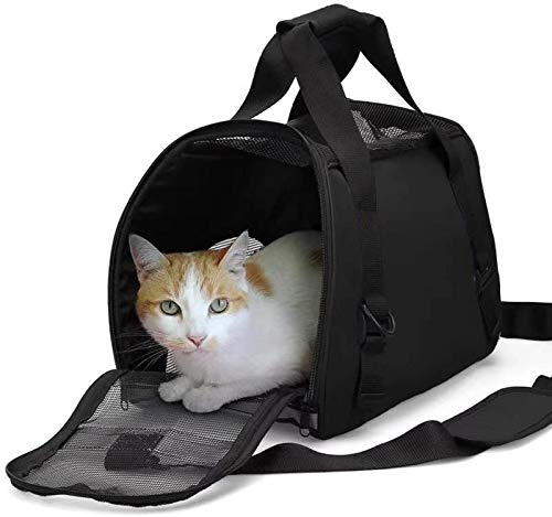 Dotala Cat Carrier,Soft-Sided Small Pet Carrier Foldable Bag for Rabbit Cats,Dogs Puppy Airline Approved (Black) Black - PawsPlanet Australia