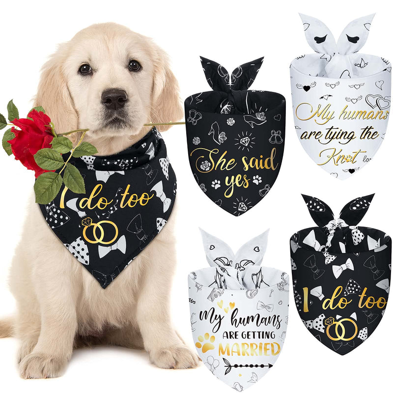 4 Pieces Wedding Dog Bandana My Humans are Getting Married Pet Bandana She Said Yes Dog Scarf Dog Engagement Announcement Pet Wedding Photo Prop for Dogs and Cats - PawsPlanet Australia