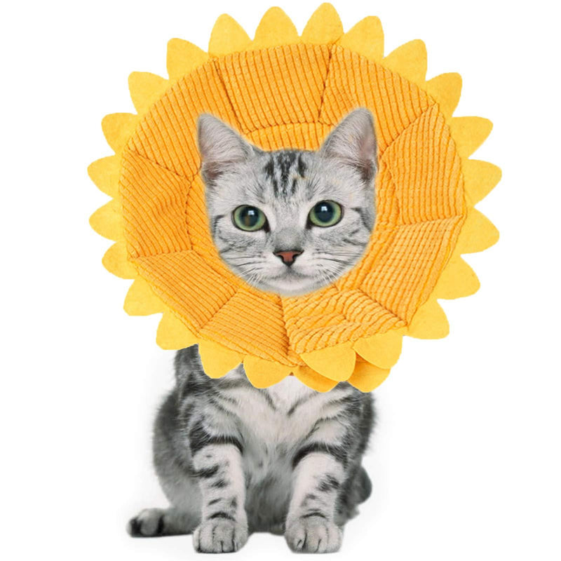 NAMIS Pet Cat Recovery Collar Adjustable Cat Cone Collar Soft Sunflower Pet Recovery Collar for recovery from surgery or wound for dogs and cats(Yellow) - PawsPlanet Australia